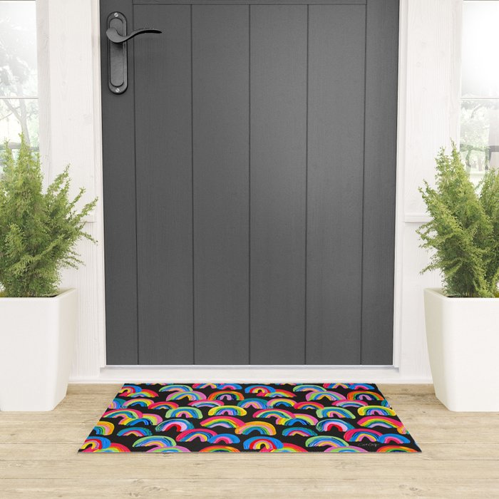 Abstract Rainbow Arcs â Charcoal Welcome Mat Gallery Image 3