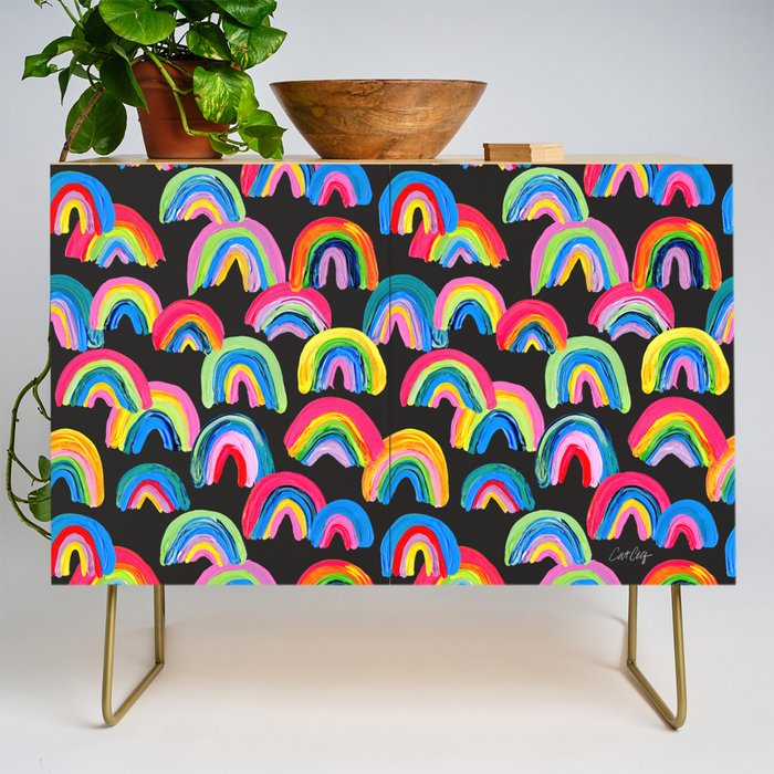 Abstract Rainbow Arcs â Charcoal Credenza Gallery Image 1