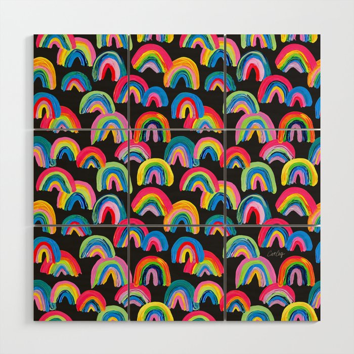 Abstract Rainbow Arcs â Charcoal Wood Wall Art Gallery Image 1