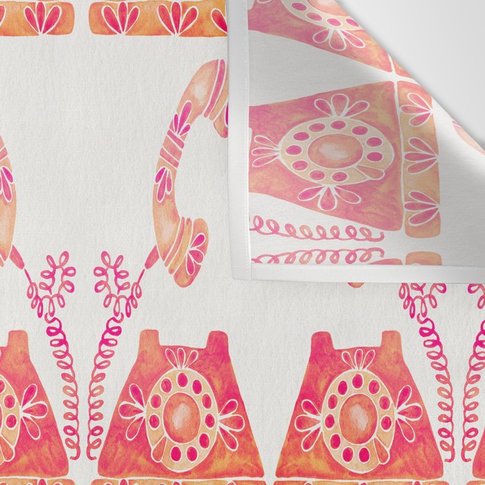Vintage Rotary Phone - Peach Palette Wall Tapestry Gallery Image 3
