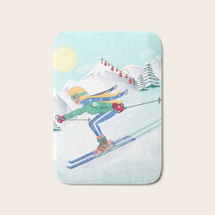 Skiing Girl Bath Mat Gallery Image 1