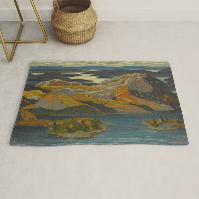 Canadian Landscape Oil Painting Franklin Carmichael Art Nouveau Post-Impressionism Grace Lake 1931 Rug Gallery Image 1