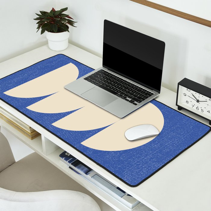 Half Circle 3 - Blue Texture Desk Mat Gallery Image 2