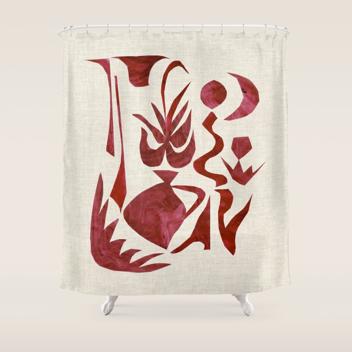 Crimson Dream In Cream Shower Curtain Gallery Image 1