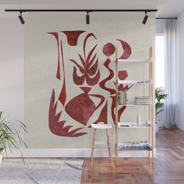 Crimson Dream In Cream Wall Mural Gallery Image 1