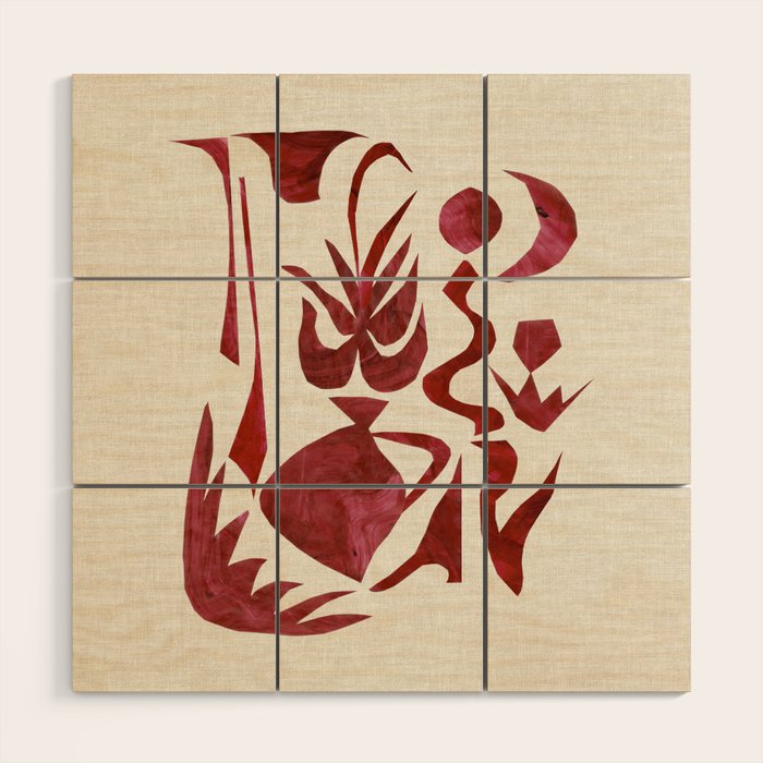 Crimson Dream In Cream Wood Wall Art Gallery Image 1