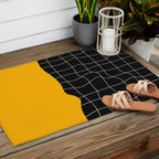 Sunkissed Gold | Warp Grid: Midnight Black Edition Outdoor Rug Gallery Image 2