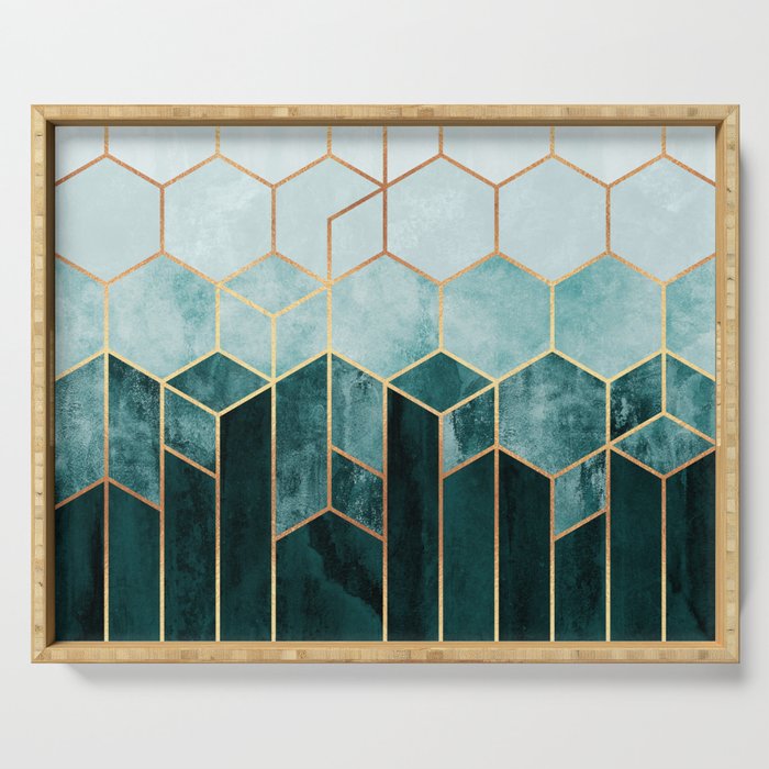 Teal Hexagons Serving Tray Gallery Image 1