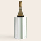 Small Dark Forest Green and White Mattress Ticking Stripes Wine Chiller Gallery Image 2