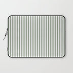 Small Dark Forest Green and White Mattress Ticking Stripes Laptop Sleeve Gallery Image 1