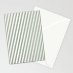 Small Dark Forest Green and White Mattress Ticking Stripes Stationery Card Gallery Image 2
