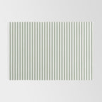 Small Dark Forest Green and White Mattress Ticking Stripes Rug Gallery Image 2