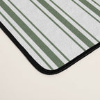 Small Dark Forest Green and White Mattress Ticking Stripes Desk Mat Gallery Image 4