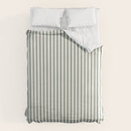 Small Dark Forest Green and White Mattress Ticking Stripes Duvet Cover Gallery Image 6