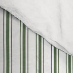 Small Dark Forest Green and White Mattress Ticking Stripes Comforter Gallery Image 4