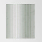 Small Dark Forest Green and White Mattress Ticking Stripes Throw Blanket Gallery Image 2