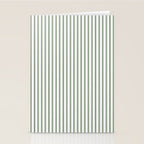Small Dark Forest Green and White Mattress Ticking Stripes Stationery Card Gallery Image 2