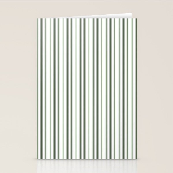 Small Dark Forest Green and White Mattress Ticking Stripes Stationery Card Gallery Image 2