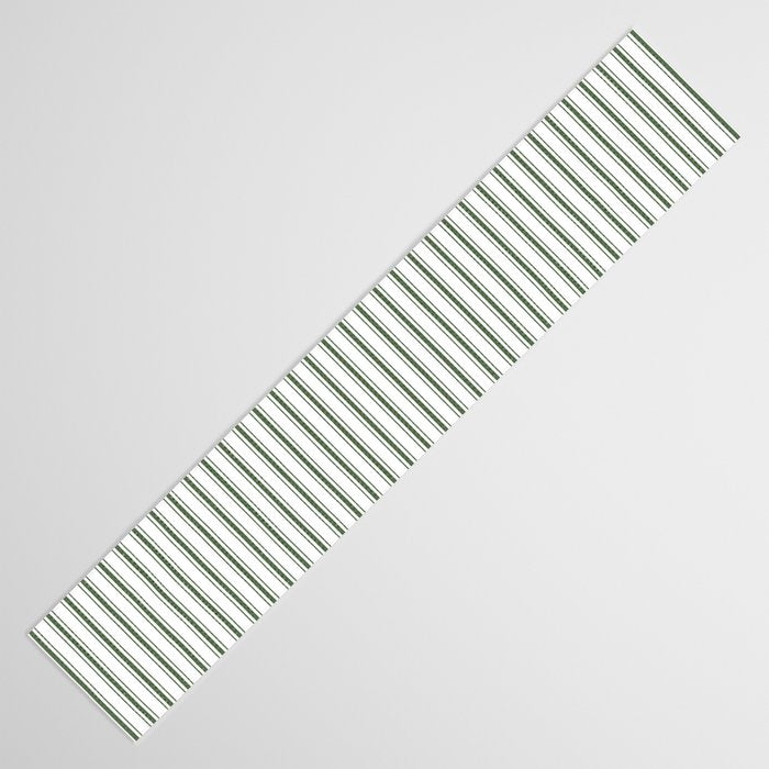 Small Dark Forest Green and White Mattress Ticking Stripes Table Runner Gallery Image 3