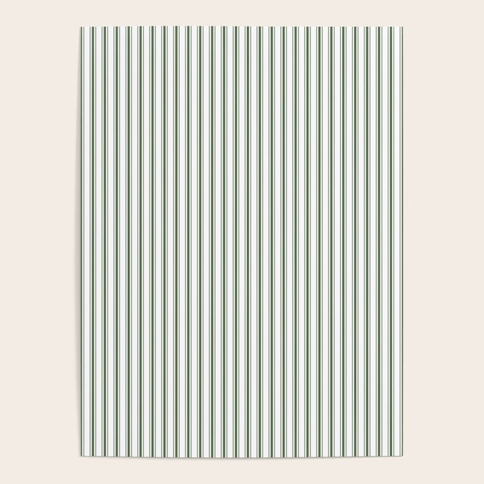 Small Dark Forest Green and White Mattress Ticking Stripes Poster Gallery Image 4
