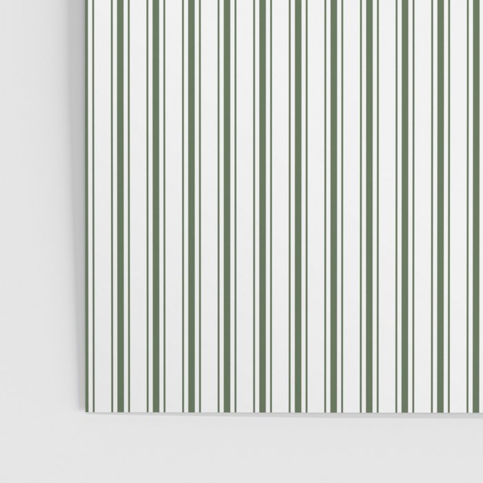 Small Dark Forest Green and White Mattress Ticking Stripes Poster Gallery Image 3