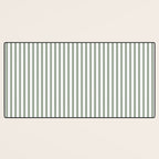 Small Dark Forest Green and White Mattress Ticking Stripes Desk Mat Gallery Image 3