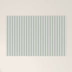 Small Dark Forest Green and White Mattress Ticking Stripes Welcome Mat Gallery Image 1