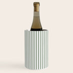 Small Dark Forest Green and White Mattress Ticking Stripes Wine Chiller Gallery Image 3