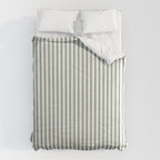 Small Dark Forest Green and White Mattress Ticking Stripes Comforter Gallery Image 6