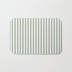 Small Dark Forest Green and White Mattress Ticking Stripes Bath Mat Gallery Image 1