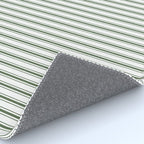 Small Dark Forest Green and White Mattress Ticking Stripes Rug Gallery Image 4