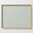 Small Dark Forest Green and White Mattress Ticking Stripes Serving Tray Gallery Image 1