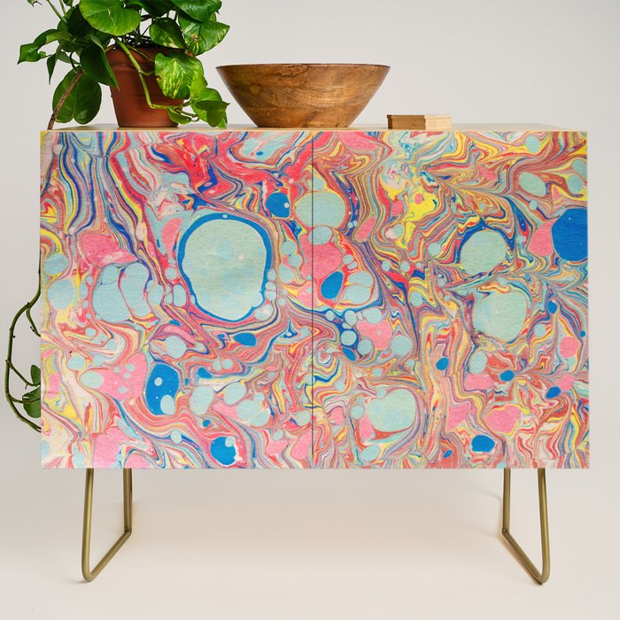 Bubblegum Candy Colors Jawbreaker Layers Pour painting Liquid Colors Funky Psychedelic Lava Lamp Credenza Gallery Image 1