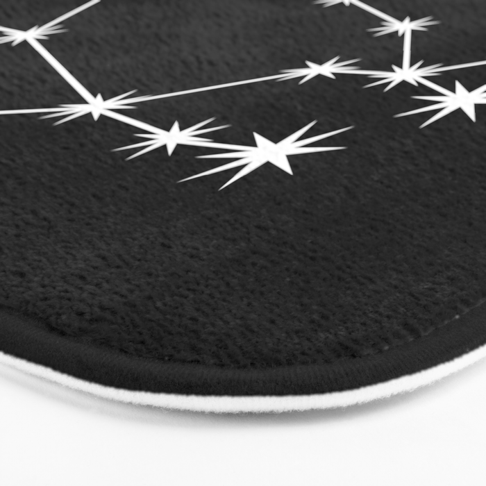 Gemini Zodiac Star Constellation Line Art Black Bath Mat Gallery Image 3