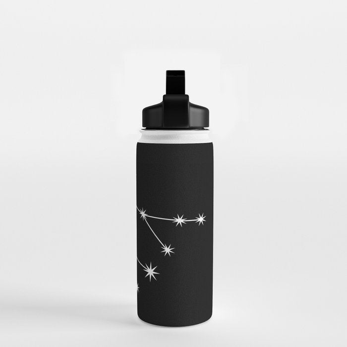 Gemini Zodiac Star Constellation Line Art Black Water Bottle Gallery Image 2