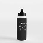 Gemini Zodiac Star Constellation Line Art Black Water Bottle Gallery Image 3