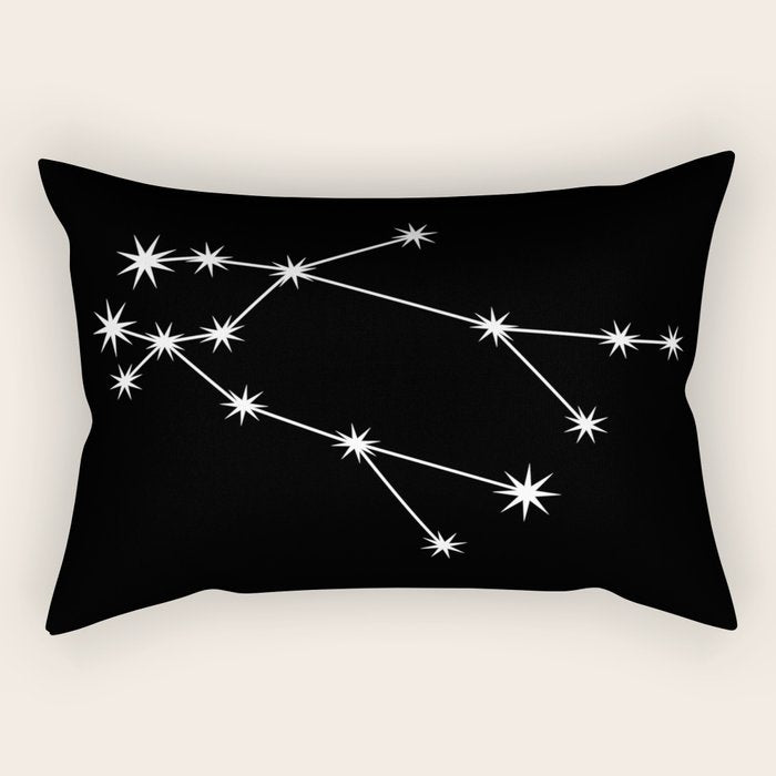 Gemini Zodiac Star Constellation Line Art Black Rectangular Pillow Gallery Image 2