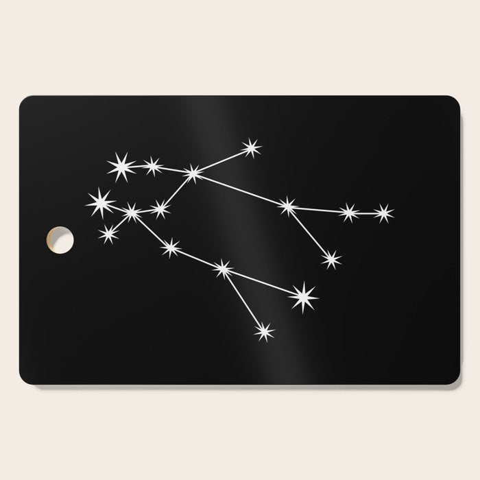 Gemini Zodiac Star Constellation Line Art Black Cutting Board Gallery Image 1