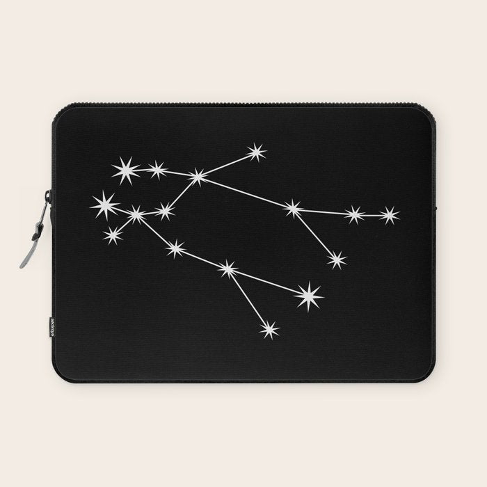 Gemini Zodiac Star Constellation Line Art Black Laptop Sleeve Gallery Image 1