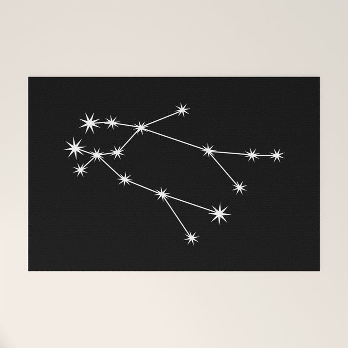 Gemini Zodiac Star Constellation Line Art Black Welcome Mat Gallery Image 1