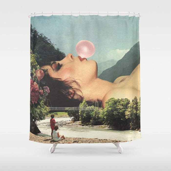 Bubble gum girl Shower Curtain Gallery Image 1