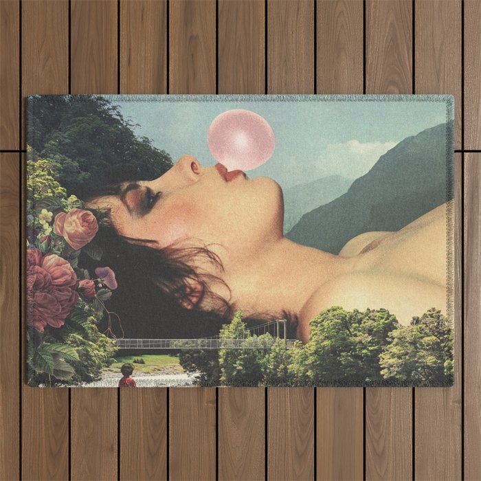 Bubble gum girl Outdoor Rug Gallery Image 1