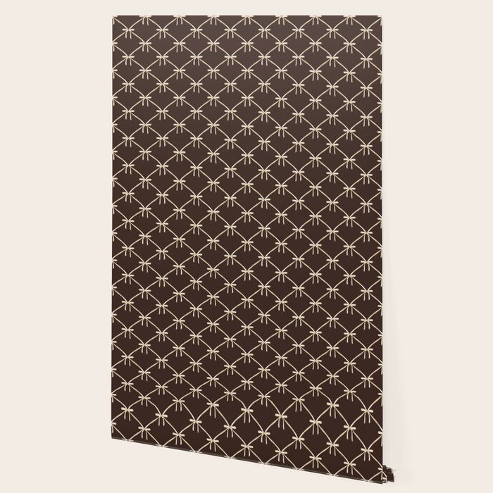 Bows and Ribbons Pattern LXIII Mocha Brown Wallpaper Gallery Image 2