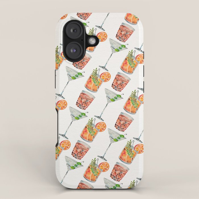Classic Cocktails  - 1960s Watercolor Lineup iPhone Case Gallery Image 1