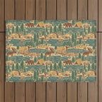 North Country Summer - spruce and gold Outdoor Rug Gallery Image 1