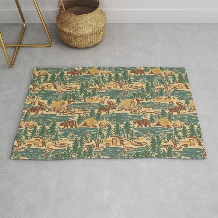 North Country Summer - spruce and gold Rug Gallery Image 1