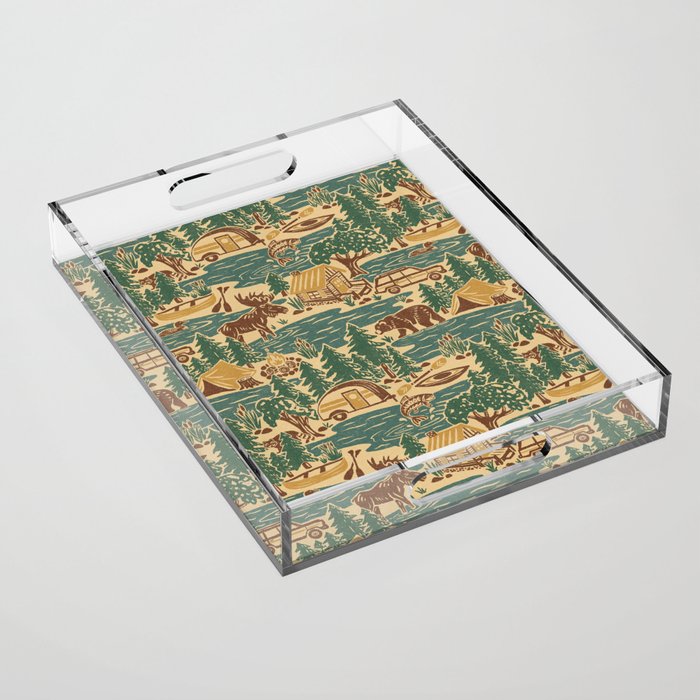 North Country Summer - spruce and gold Acrylic Tray Gallery Image 1