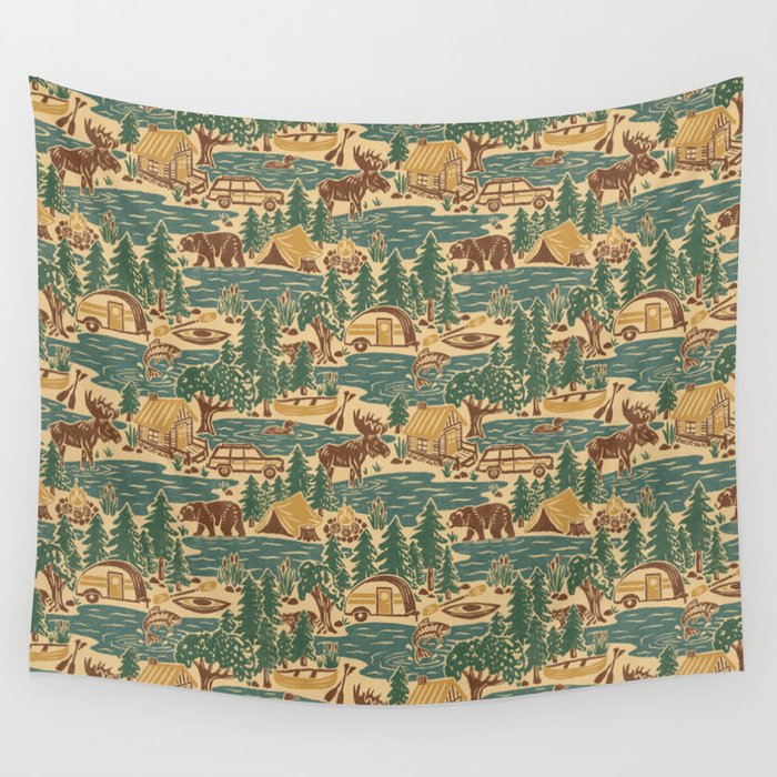 North Country Summer - spruce and gold Wall Tapestry Gallery Image 4