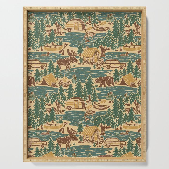 North Country Summer - spruce and gold Serving Tray Gallery Image 1