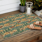 North Country Summer - spruce and gold Outdoor Rug Gallery Image 2